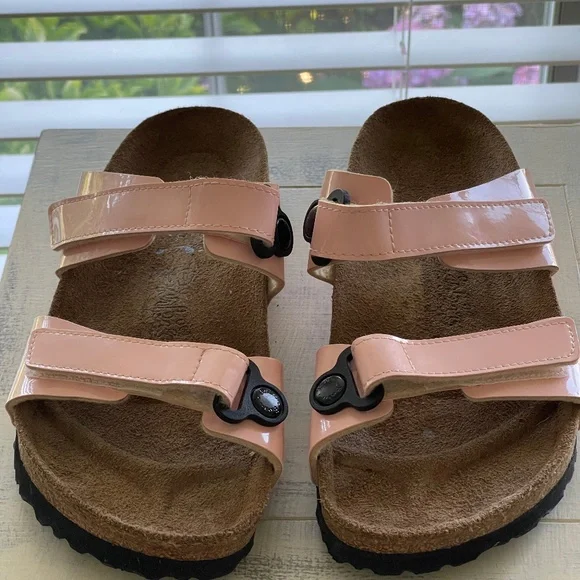 Birkenstock Birki’s Madura Patent Leather Peach Sandals Size EU 38 US 7 - Picture 1 of 9